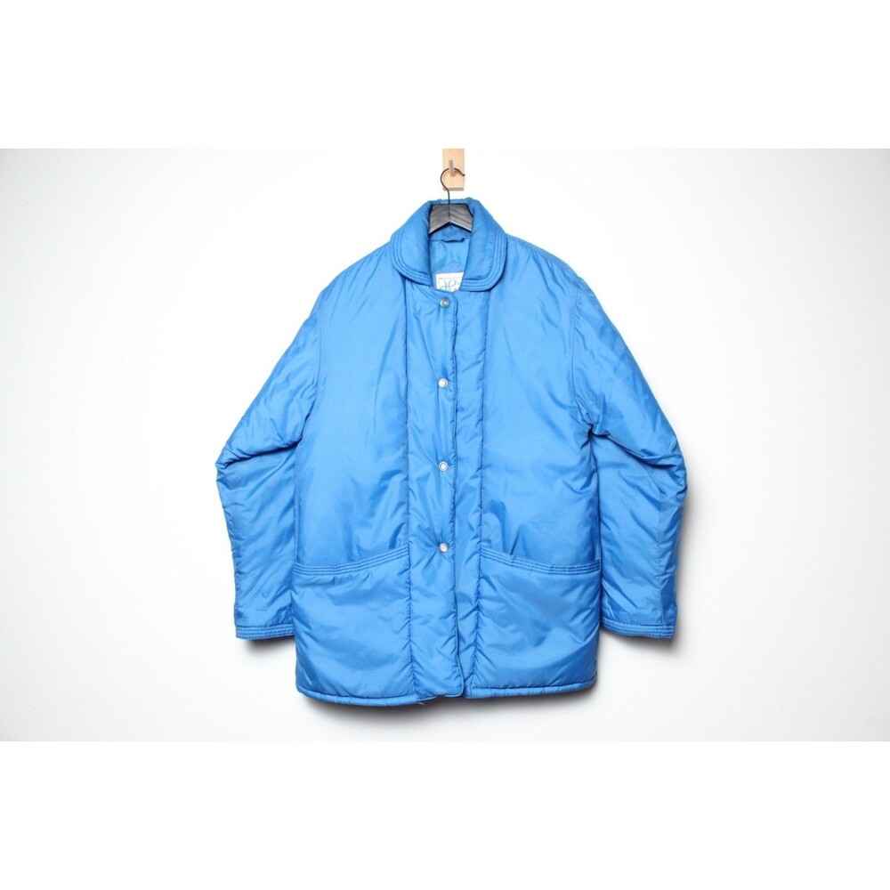 Vintage 1990s Haband For Her True Blue Puffer Chore Coat with Metal Snaps - 12
